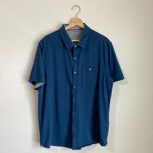 Flag of Anthem Men's (XL) Medium Blue Casual Button Down Short Sleeve Shirt